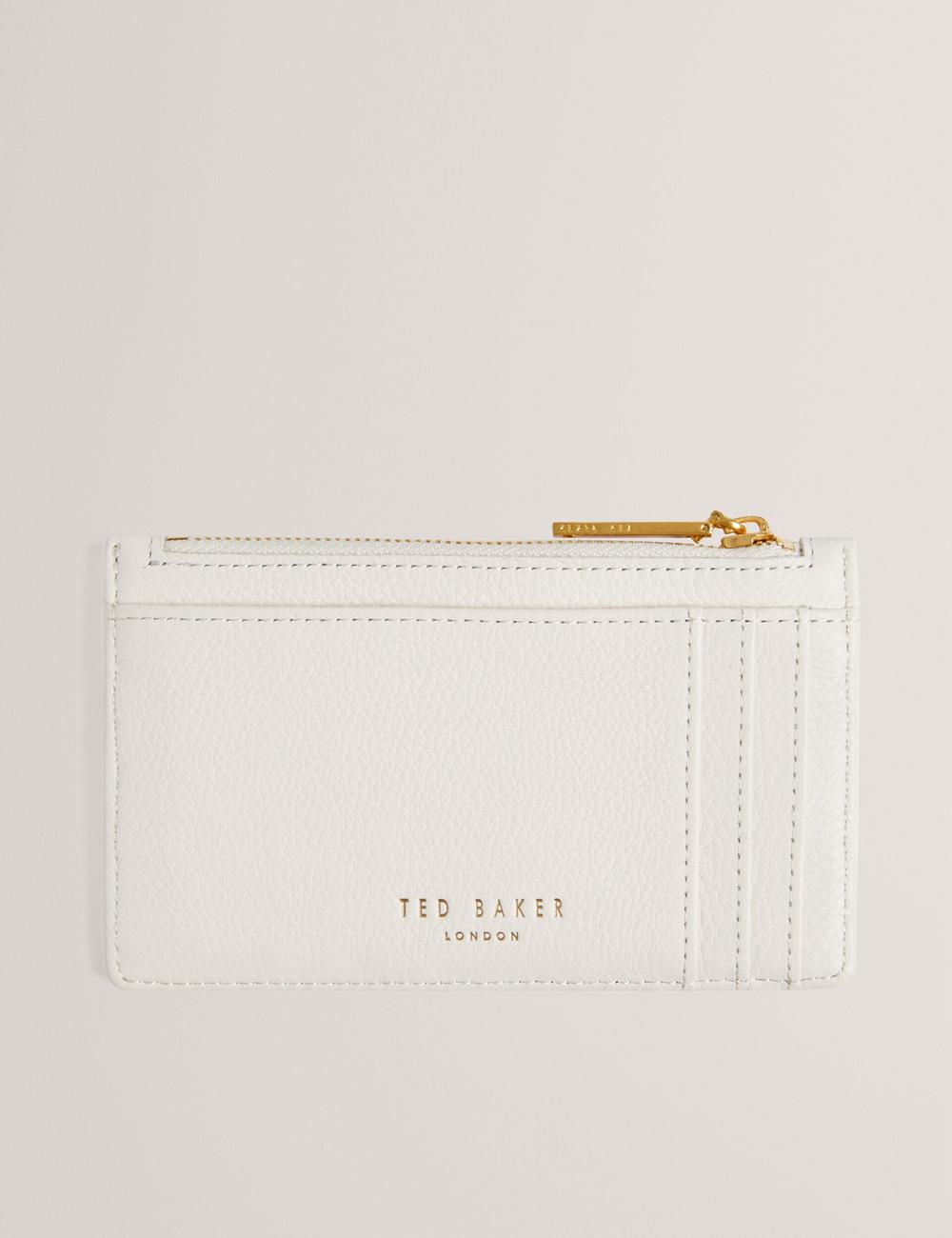 Ted Baker MARLEAH - TB Logo Leather Zip Card Holder Portefeuille Dames Ecru | VZIR-27301
