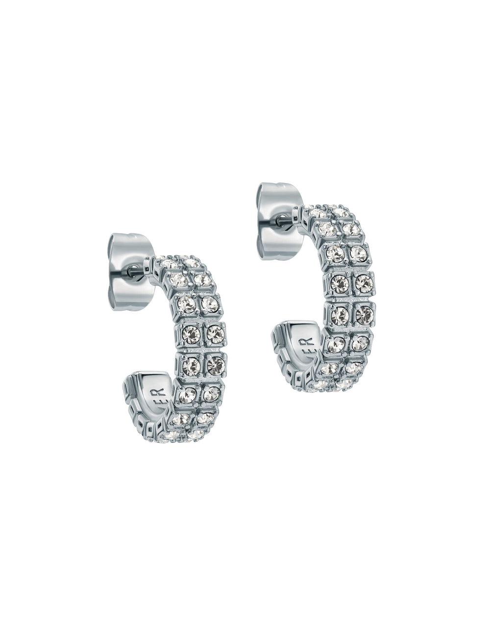 Ted Baker MELLRIE - Double Row Crystal Hoop Oorbellen Dames Zilver | CWAS-40659