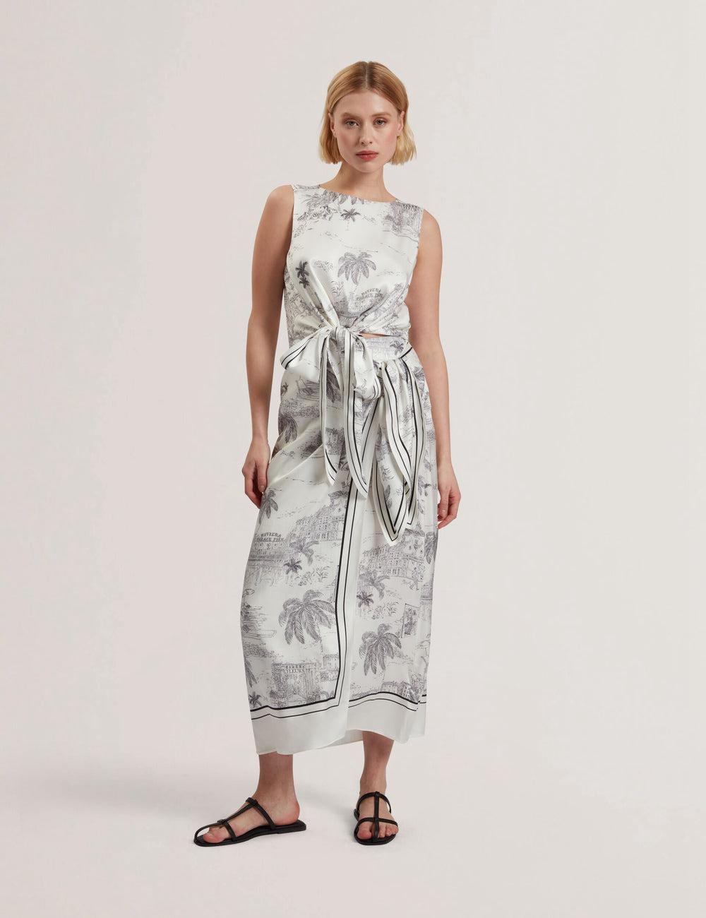 Ted Baker MELVA - Printed Detail Wrap Rokken Dames Ivory | GRJM-40915