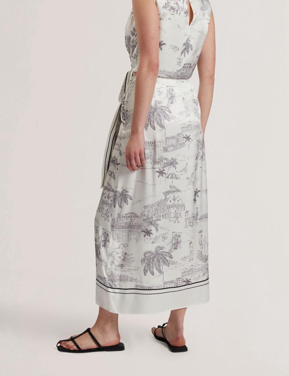 Ted Baker MELVA - Printed Detail Wrap Rokken Dames Ivory | GRJM-40915