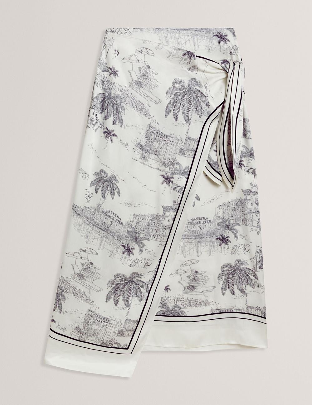 Ted Baker MELVA - Printed Detail Wrap Rokken Dames Ivory | GRJM-40915