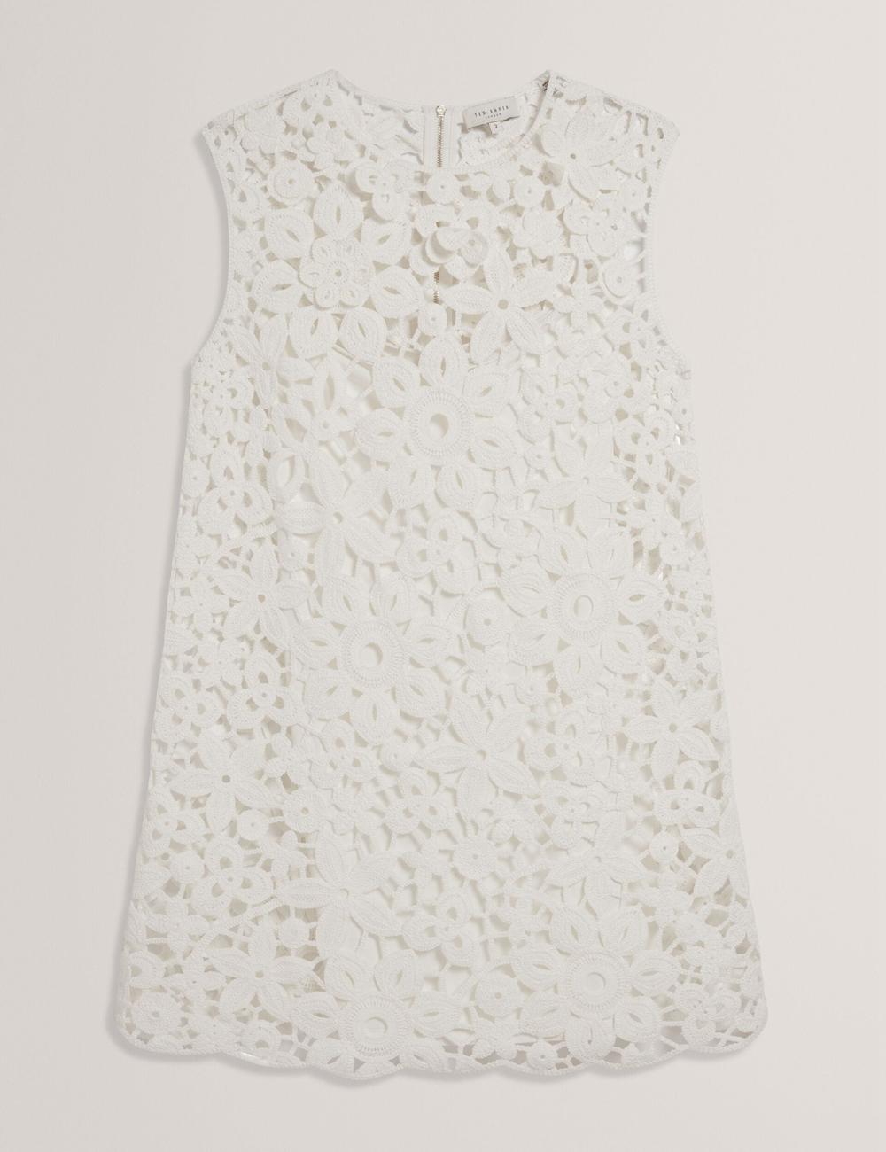 Ted Baker MIIKKA - Crochet Sleeveless Shift Mini-jurk Dames Wit | FSOM-97830