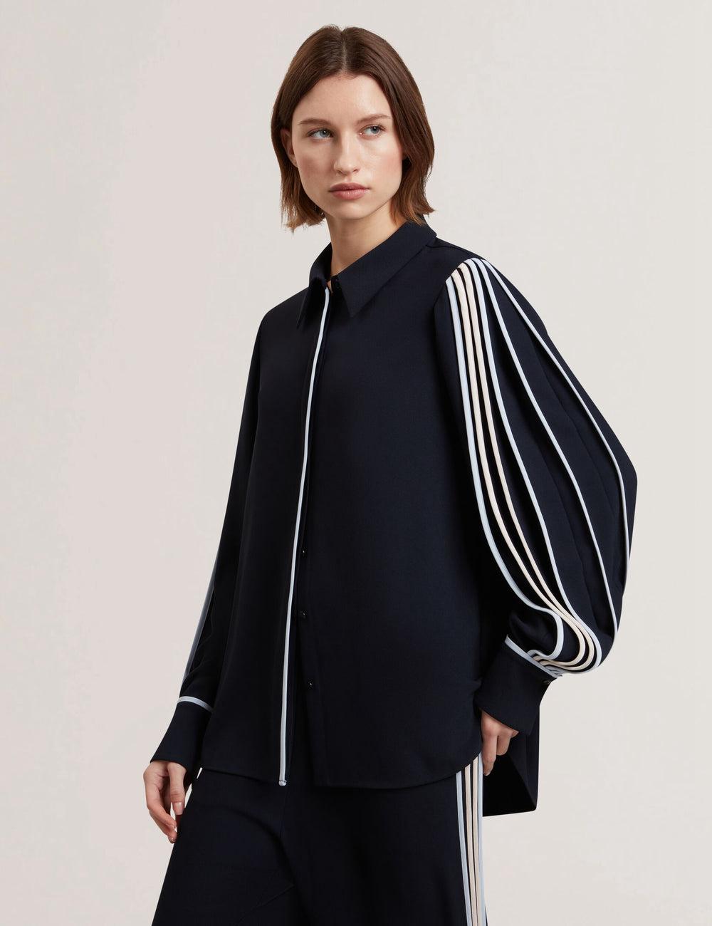 Ted Baker MIRITI - Contrast Piping Detail Long Sleeve Overhemd Dames Donkerblauw | UXEI-58360