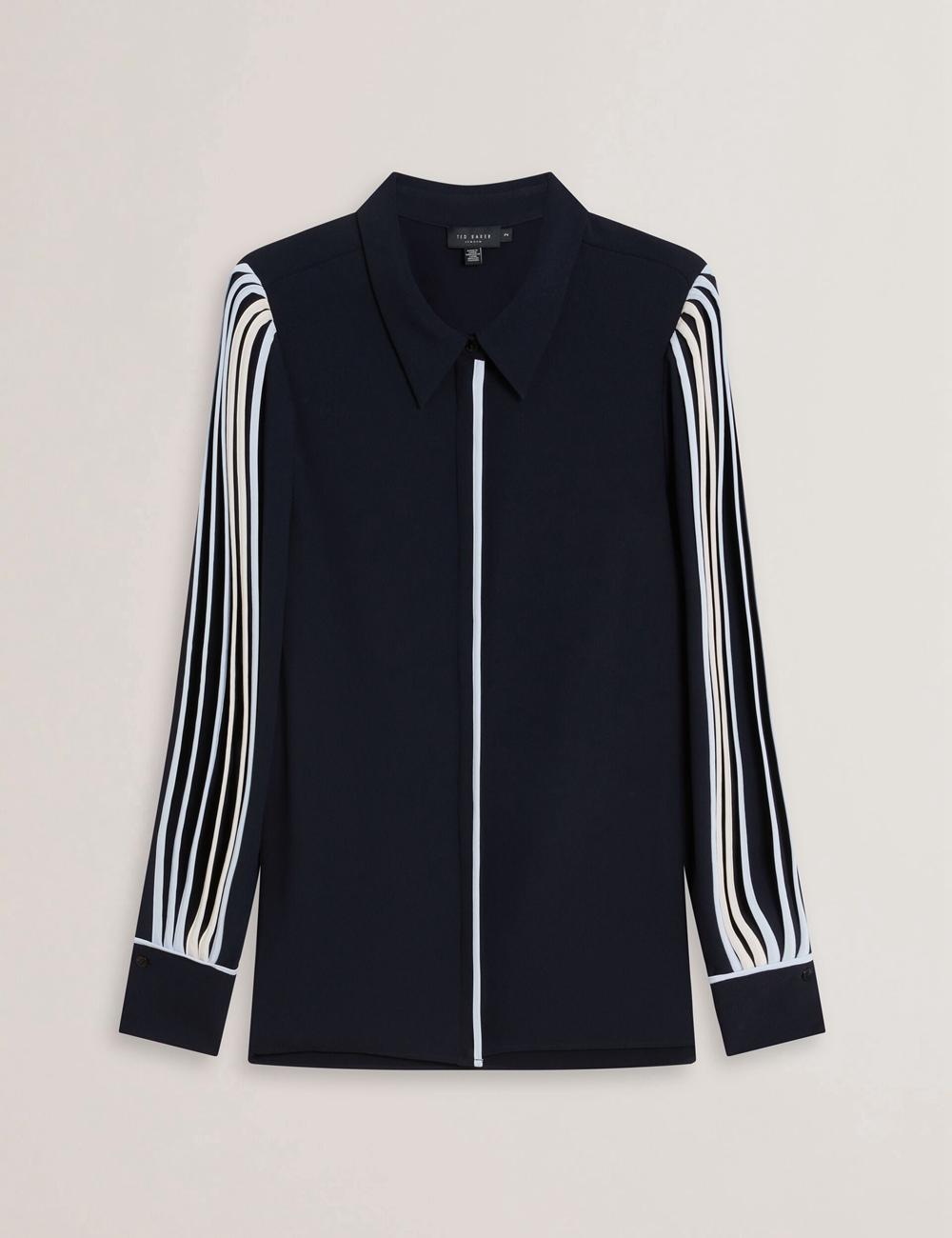 Ted Baker MIRITI - Contrast Piping Detail Long Sleeve Overhemd Dames Donkerblauw | UXEI-58360