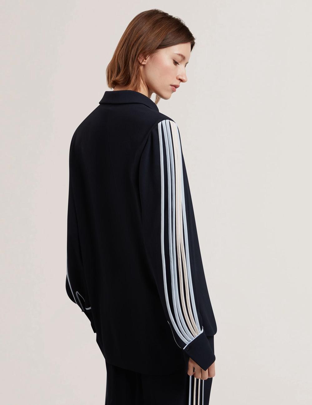 Ted Baker MIRITI - Contrast Piping Detail Long Sleeve Overhemd Dames Donkerblauw | UXEI-58360