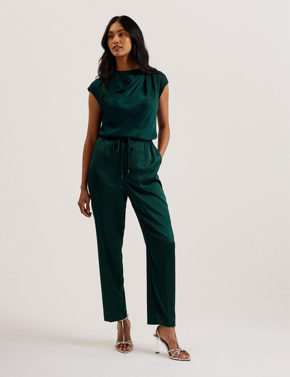 Ted Baker MISRINA - Drape Neck Detail Satin Top Jumpers Dames Groen | JQKZ-50867
