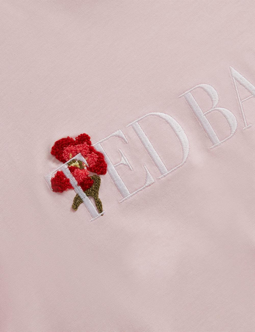 Ted Baker MOLII - Embroidered Logo Cropped Cotton T-shirts Dames Roze | UGTR-27519