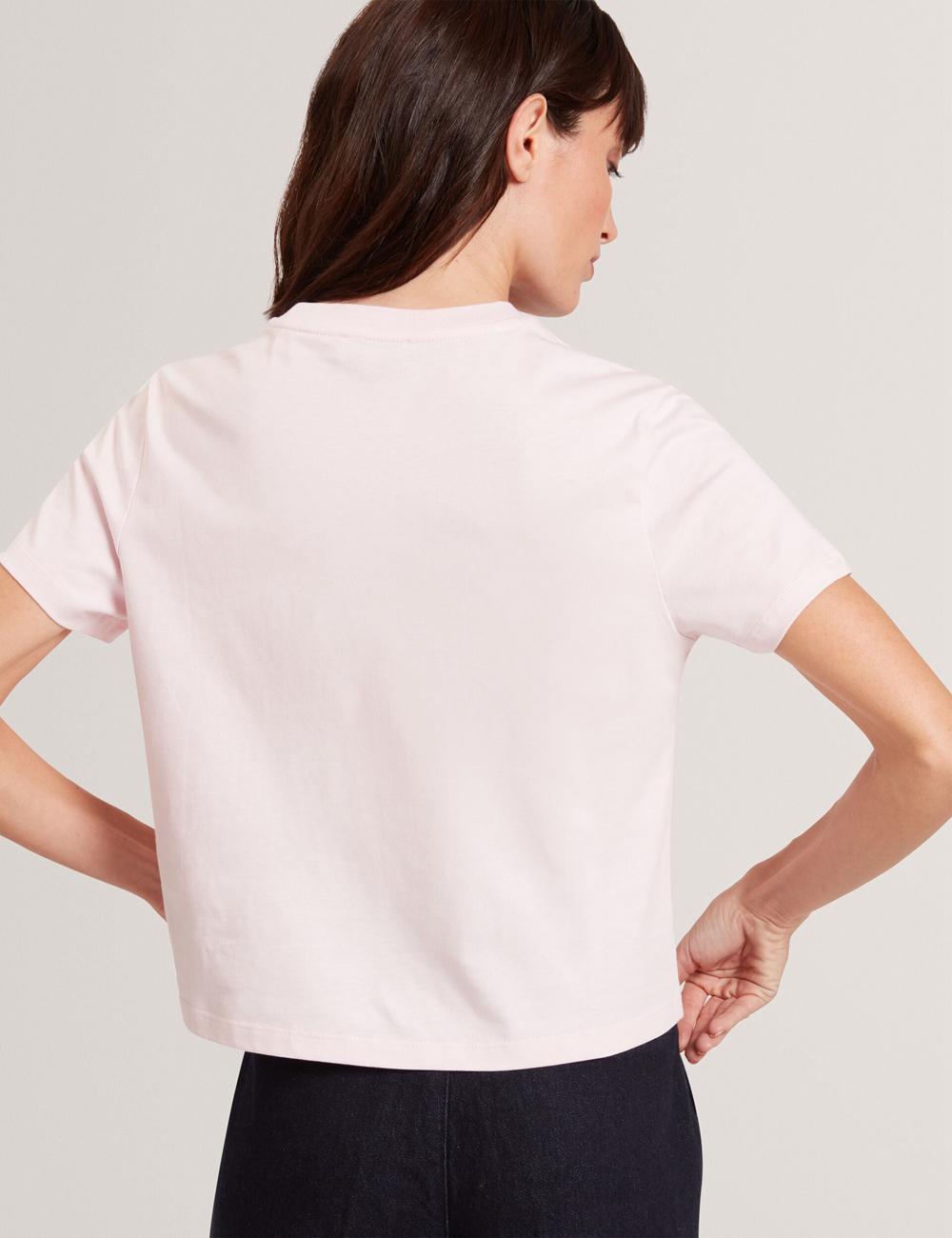 Ted Baker MOLII - Embroidered Logo Cropped Cotton T-shirts Dames Roze | UGTR-27519