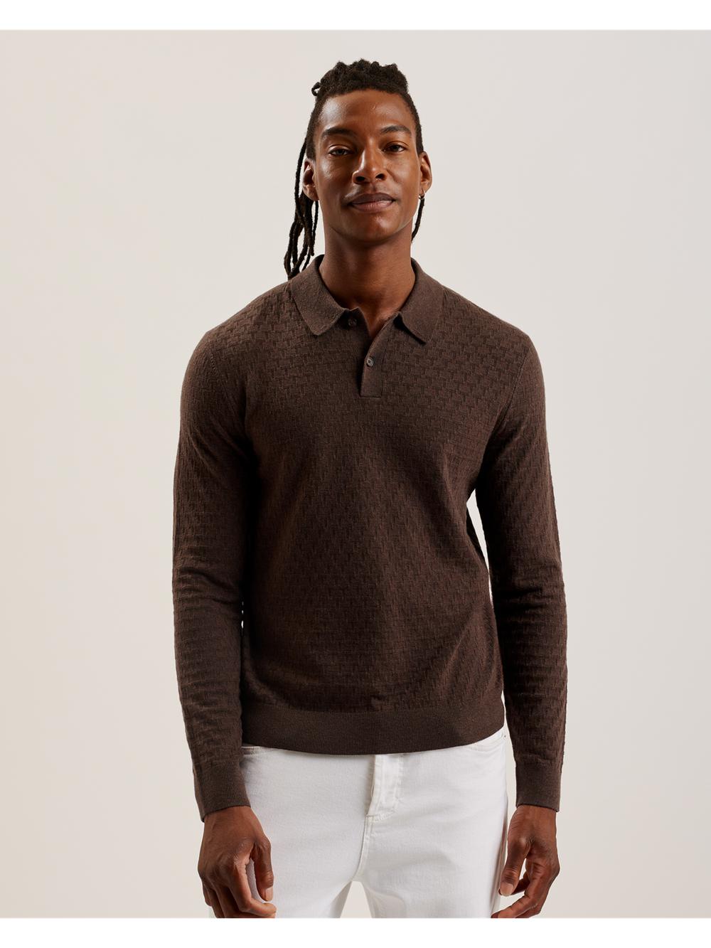 Ted Baker MORAR - Long Sleeve T Stitch Knitted Jumpers Heren Bruin | YSCI-93815