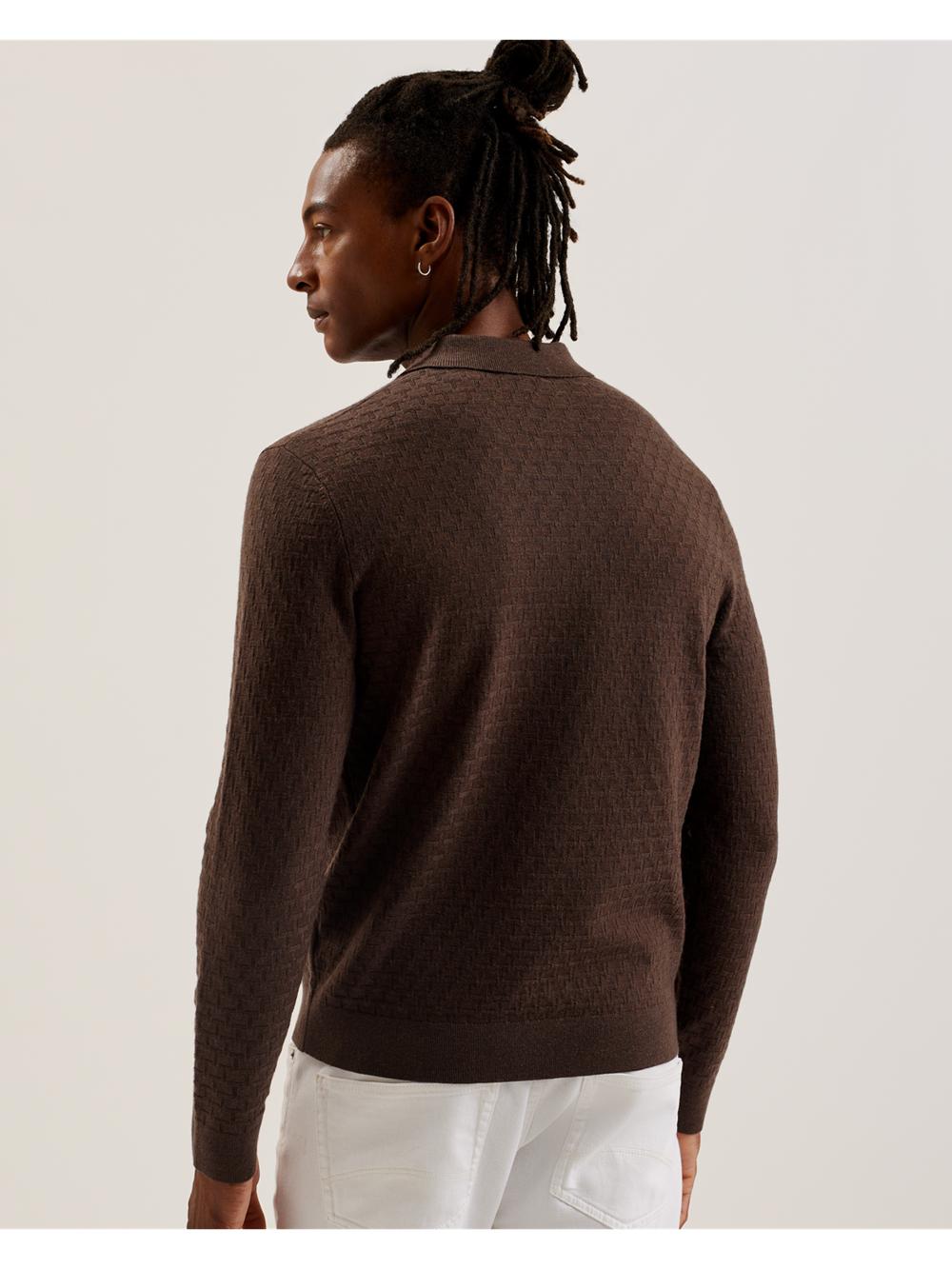 Ted Baker MORAR - Long Sleeve T Stitch Knitted Jumpers Heren Bruin | YSCI-93815