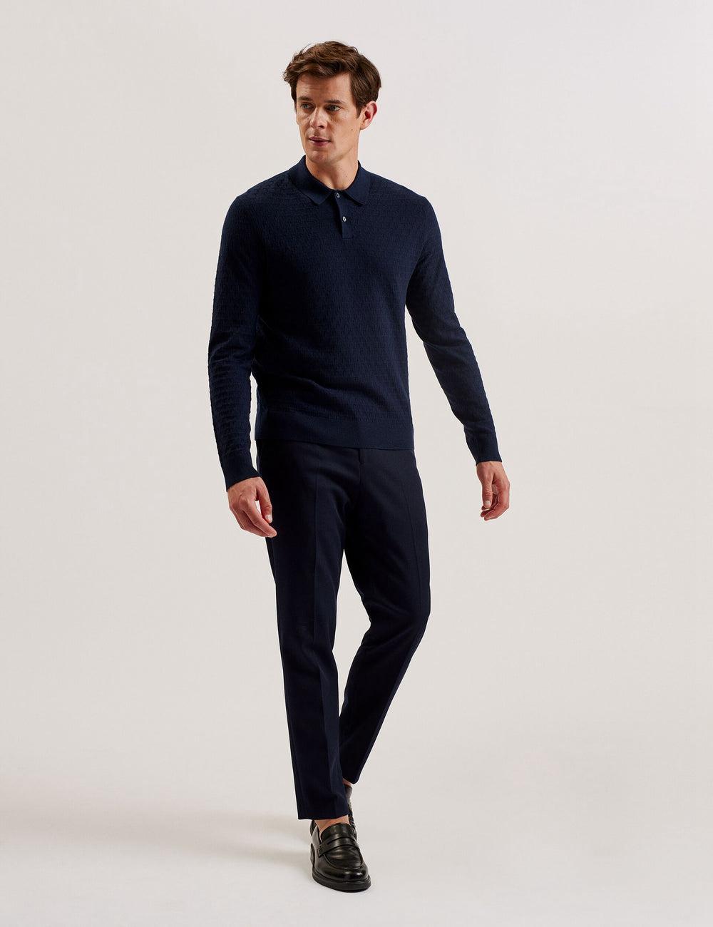 Ted Baker MORAR - T Knit Long Sleeve Top Jumpers Heren Donkerblauw | JCPM-29804