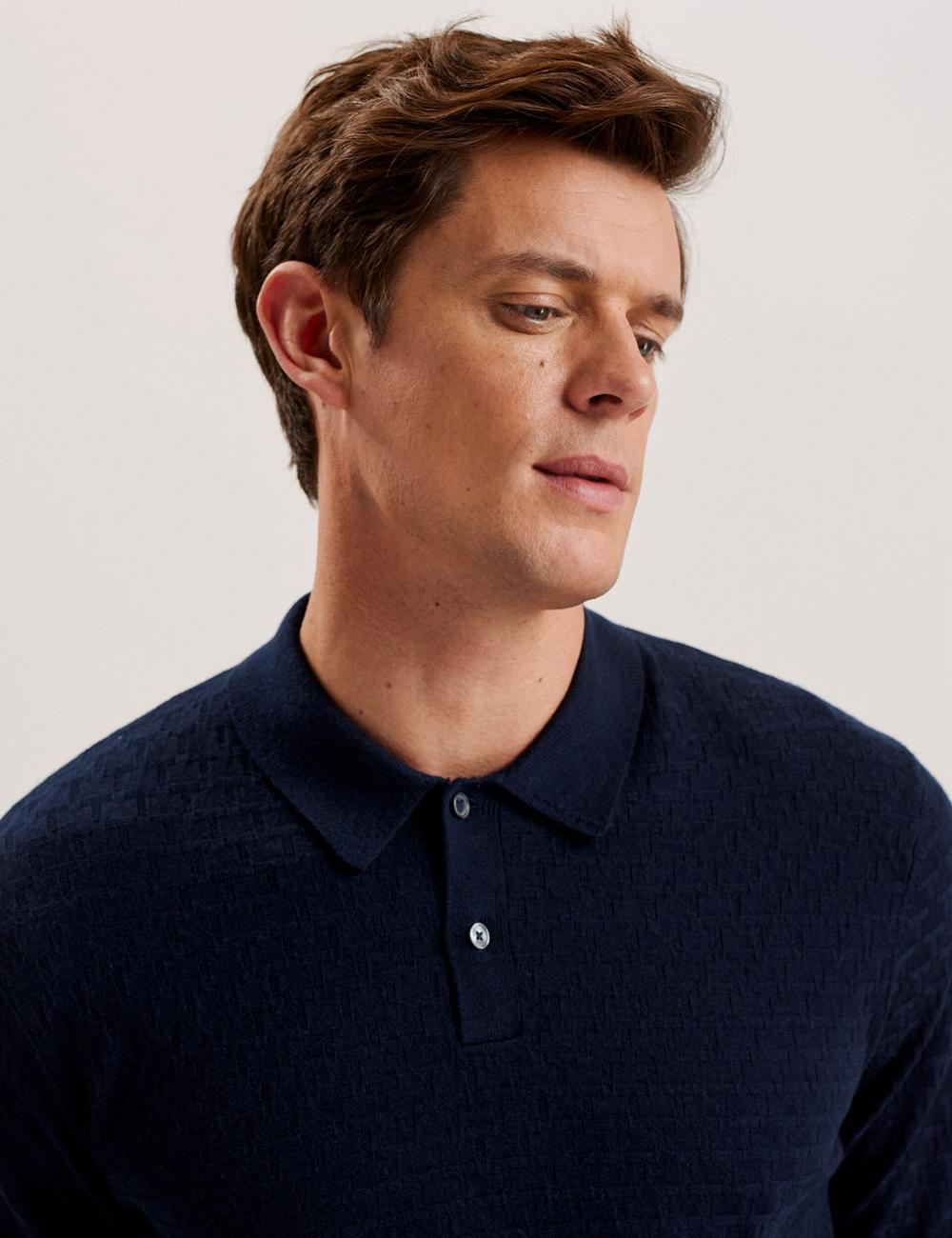 Ted Baker MORAR - T Knit Long Sleeve Top Jumpers Heren Donkerblauw | JCPM-29804