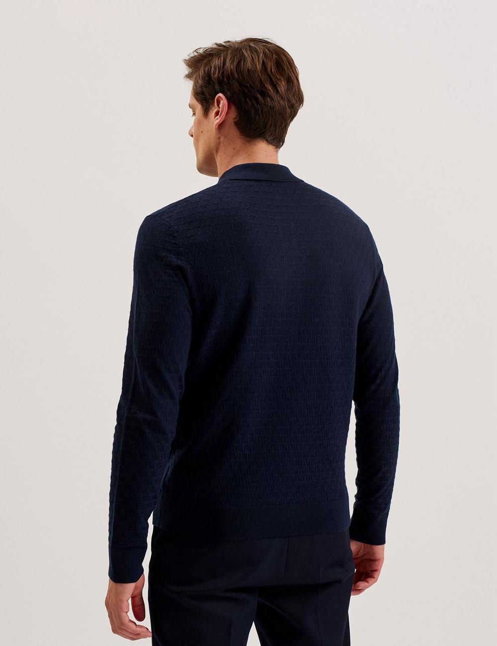 Ted Baker MORAR - T Knit Long Sleeve Top Jumpers Heren Donkerblauw | JCPM-29804