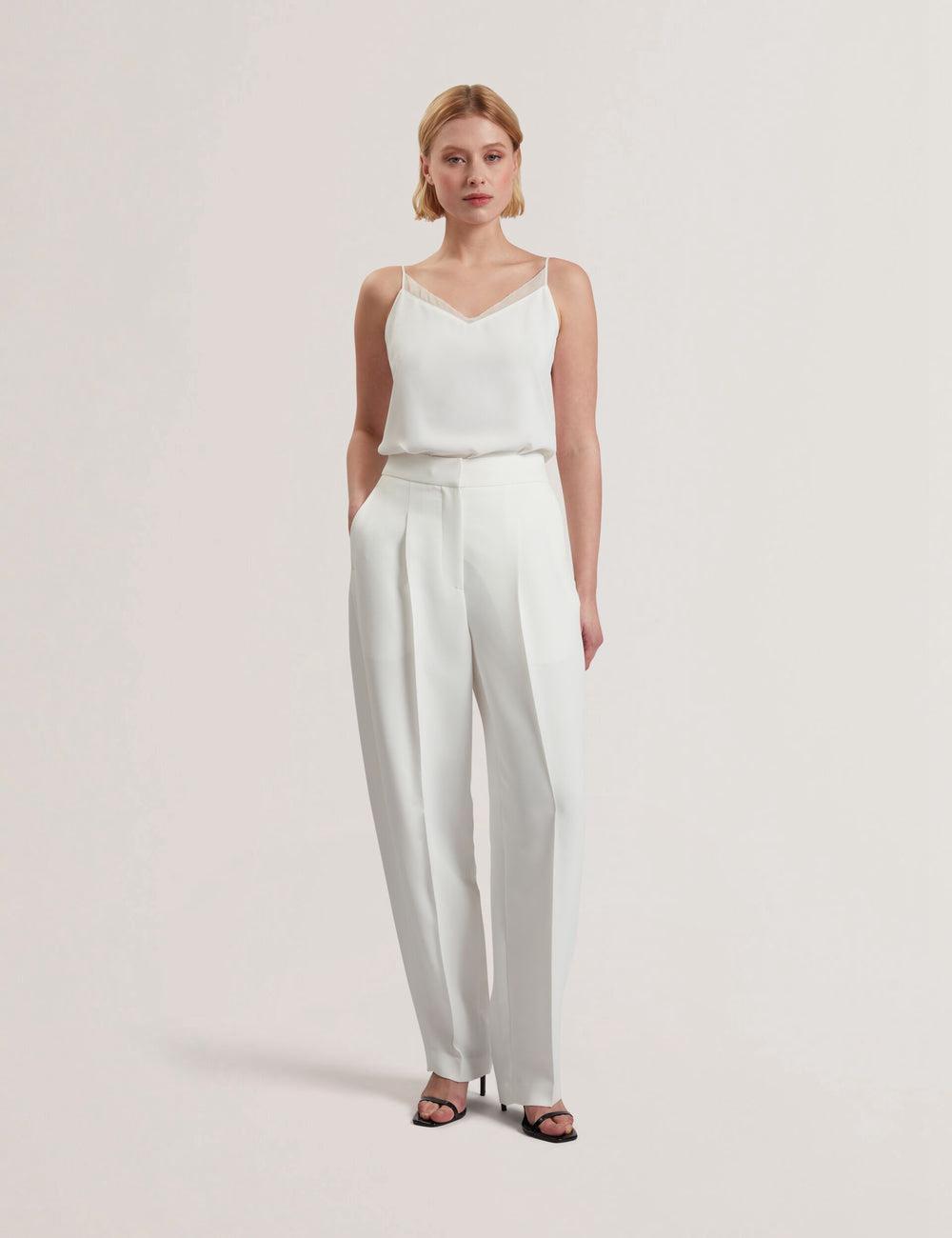 Ted Baker MORRIAT - Barrel Leg Woven Tailored Broek Dames Ivory | GYXI-84019