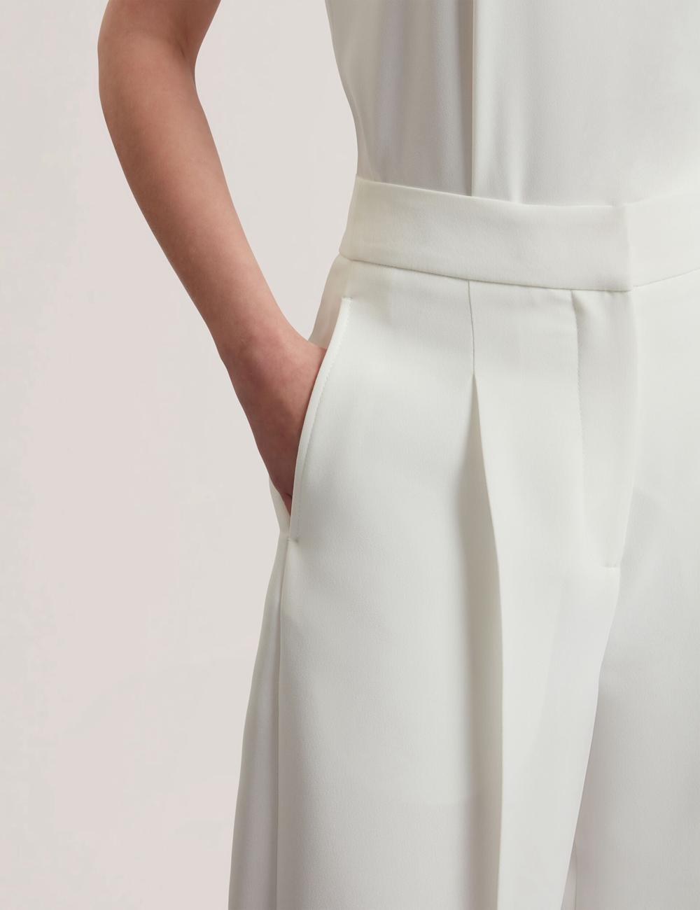 Ted Baker MORRIAT - Barrel Leg Woven Tailored Broek Dames Ivory | GYXI-84019
