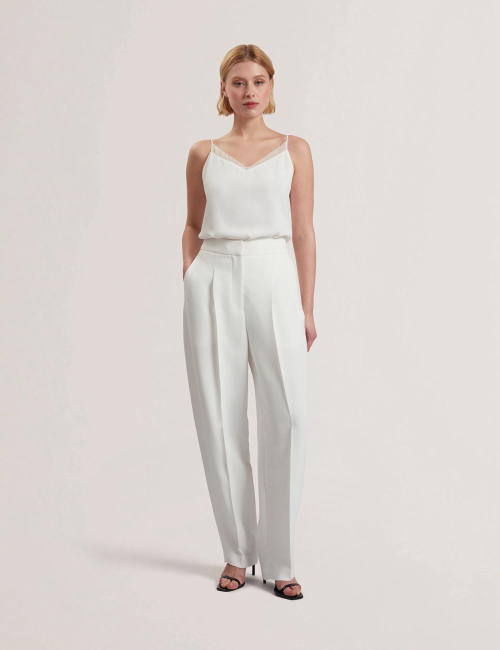Ted Baker MORRIAT - Barrel Leg Woven Tailored Broek Dames Ivory | GYXI-84019