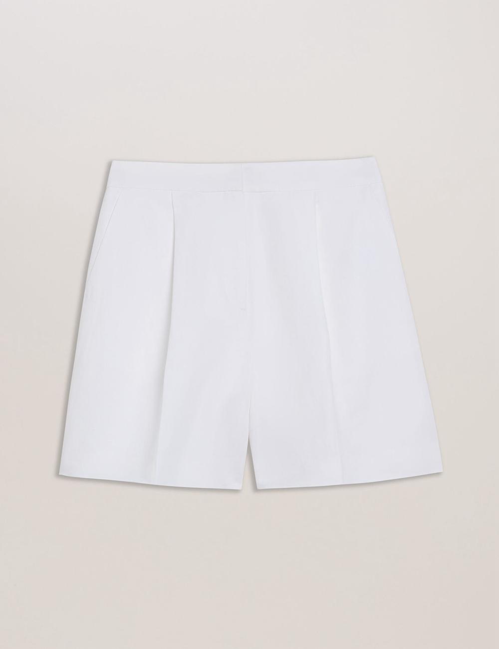 Ted Baker MUSUBSH - High Waisted Pleated Tailored Korte Broek Dames Wit | IPKZ-97815