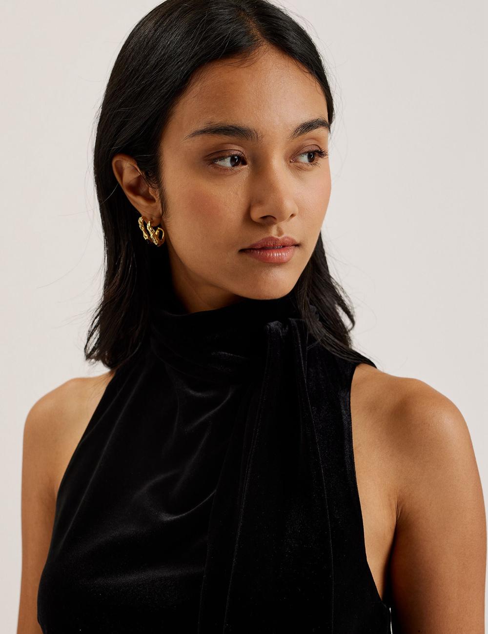 Ted Baker NALIAS - Velvet High Cowl Neck Sleeveless Topjes Dames Zwart | EHAR-39204