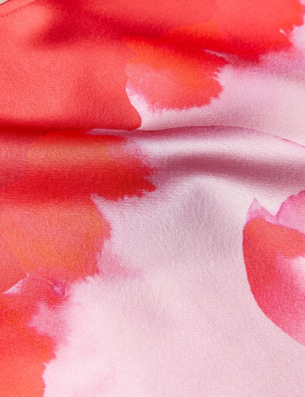 Ted Baker NASINU - Printed Satin Batwing Sleeve Midi-jurk Dames Rood | NRQF-61843