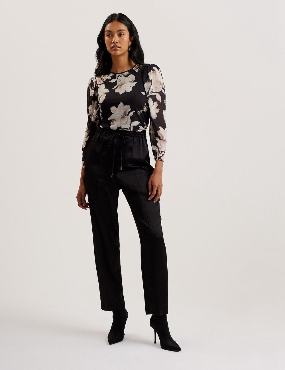 Ted Baker NATORI - Satin Elasticated Waist Tapered Broek Dames Zwart | VEKJ-64917