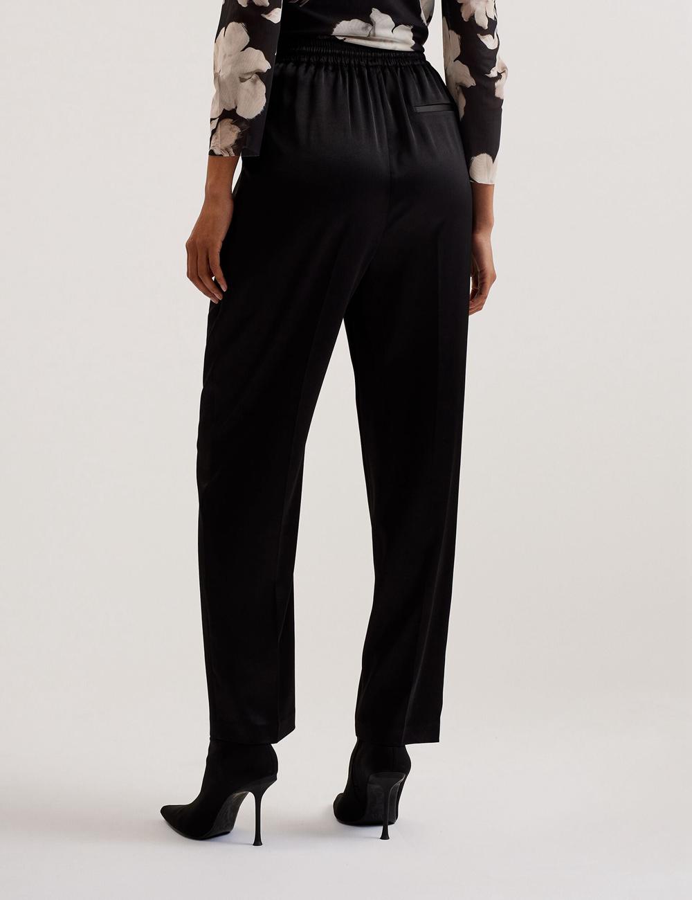 Ted Baker NATORI - Satin Elasticated Waist Tapered Broek Dames Zwart | VEKJ-64917