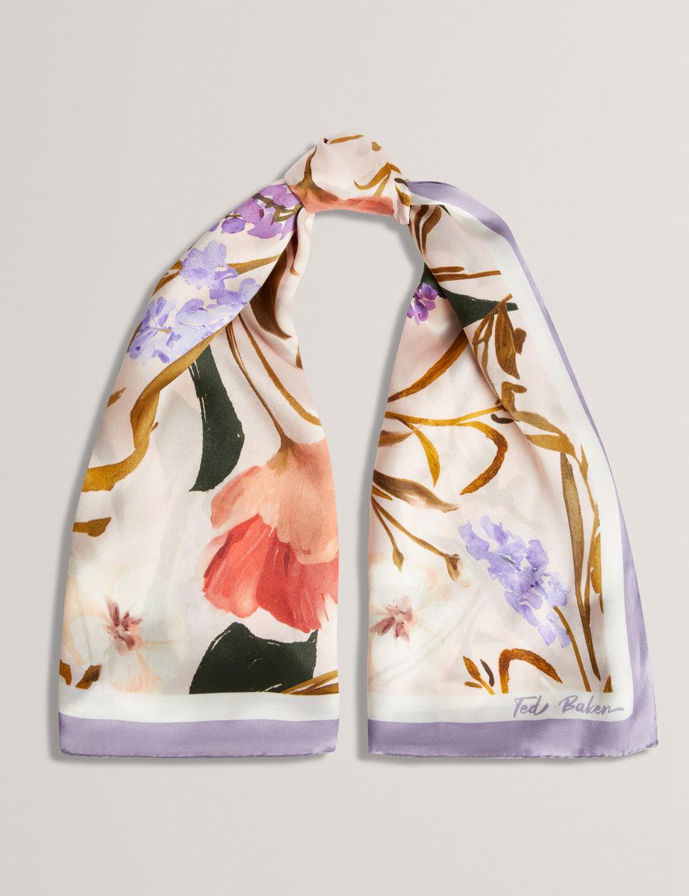 Ted Baker NICLAE - Painted Floral Print Square Silk Sjaals Dames Roze | MCNF-83615