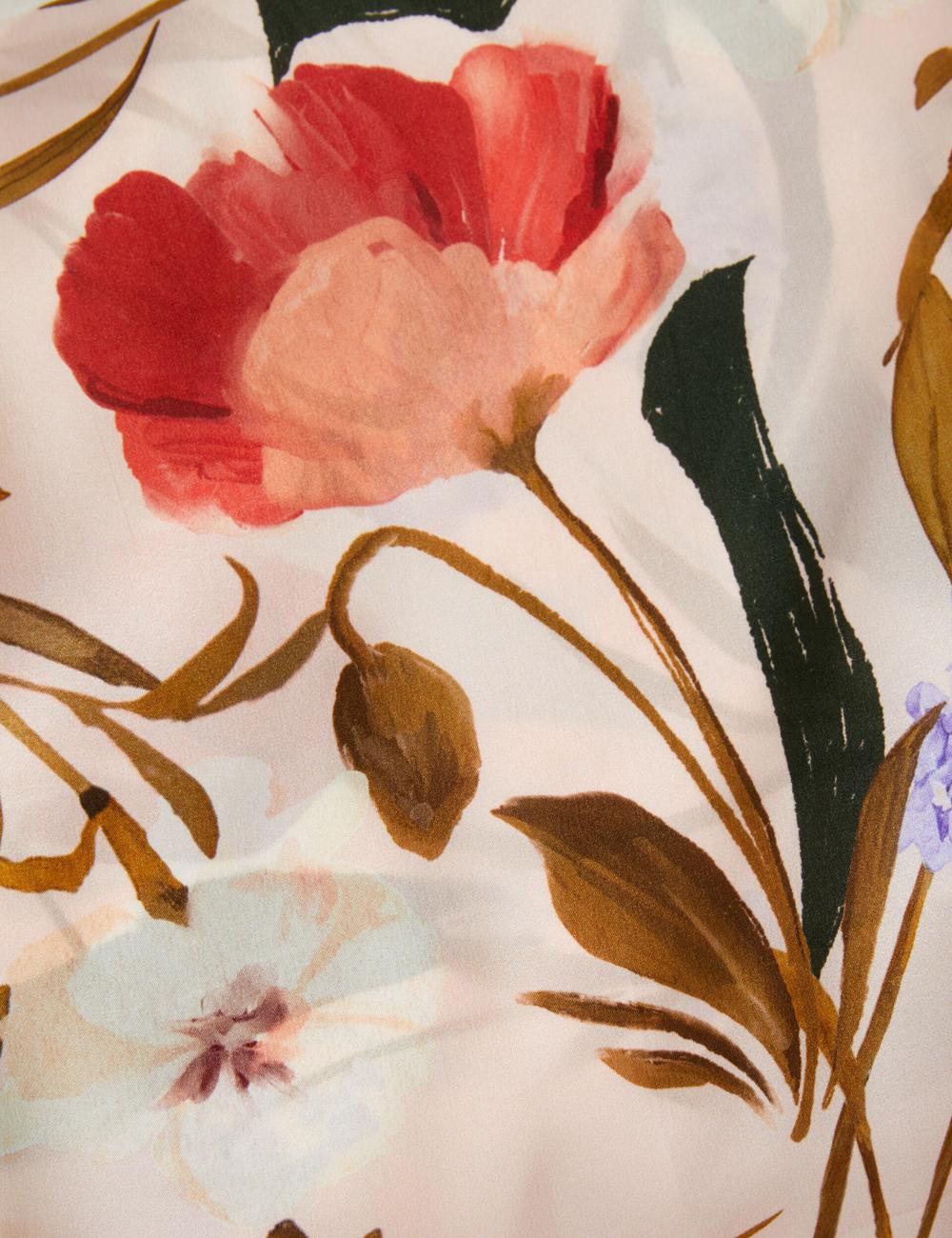 Ted Baker NICLAE - Painted Floral Print Square Silk Sjaals Dames Roze | MCNF-83615