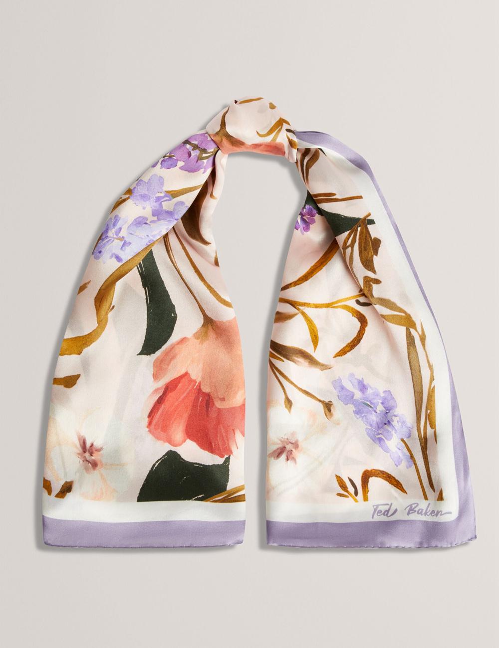 Ted Baker NICLAE - Painted Floral Print Square Silk Sjaals Dames Roze | MCNF-83615