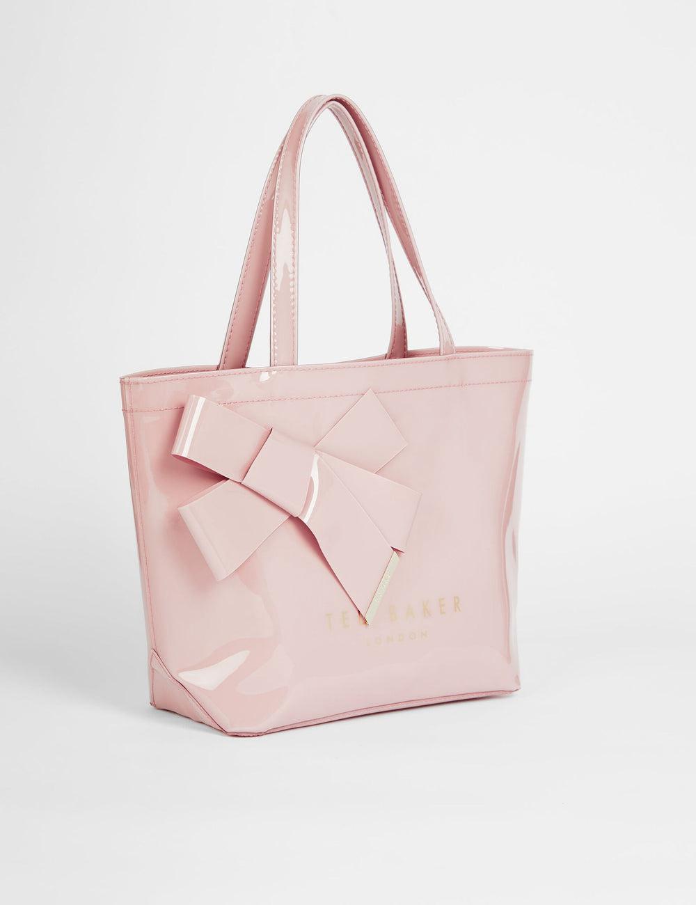 Ted Baker NIKICON - Small Knot Bow Vinyl Icon Tote Tassen Dames Roze | DFOS-12059
