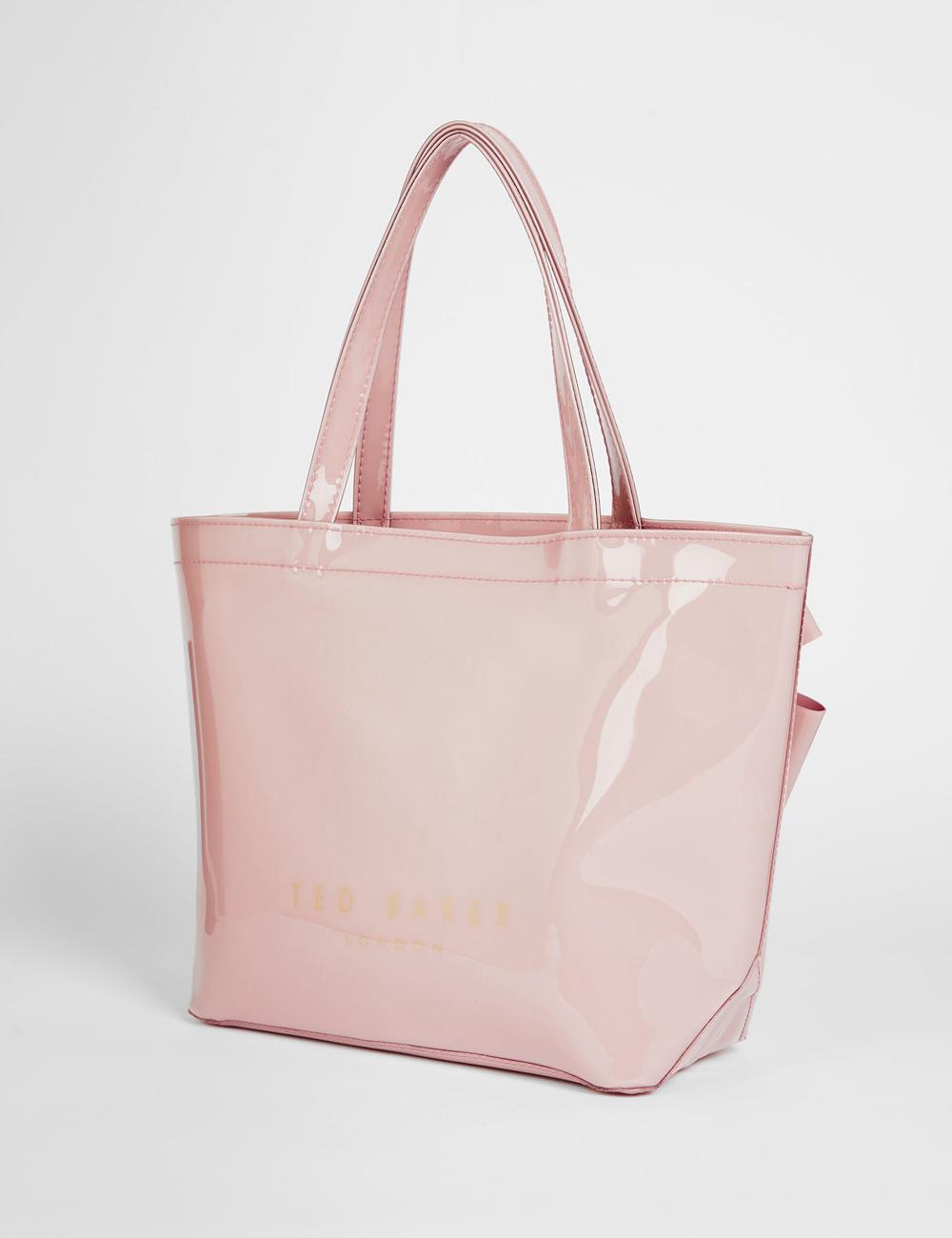 Ted Baker NIKICON - Small Knot Bow Vinyl Icon Tote Tassen Dames Roze | DFOS-12059
