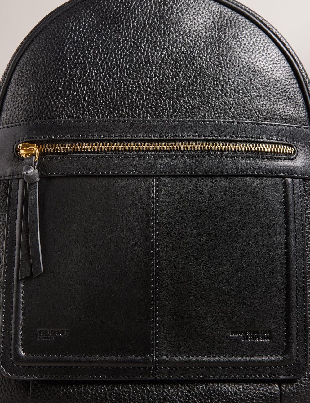 Ted Baker NISHAY - Leather Zip Pocket Laptop Rugzakken Dames Zwart | RWFA-75142