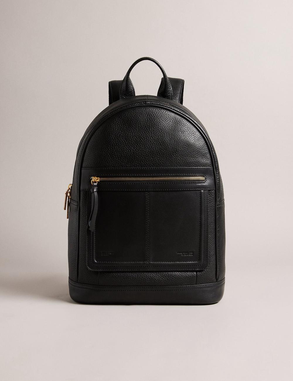 Ted Baker NISHAY - Leather Zip Pocket Laptop Rugzakken Dames Zwart | RWFA-75142