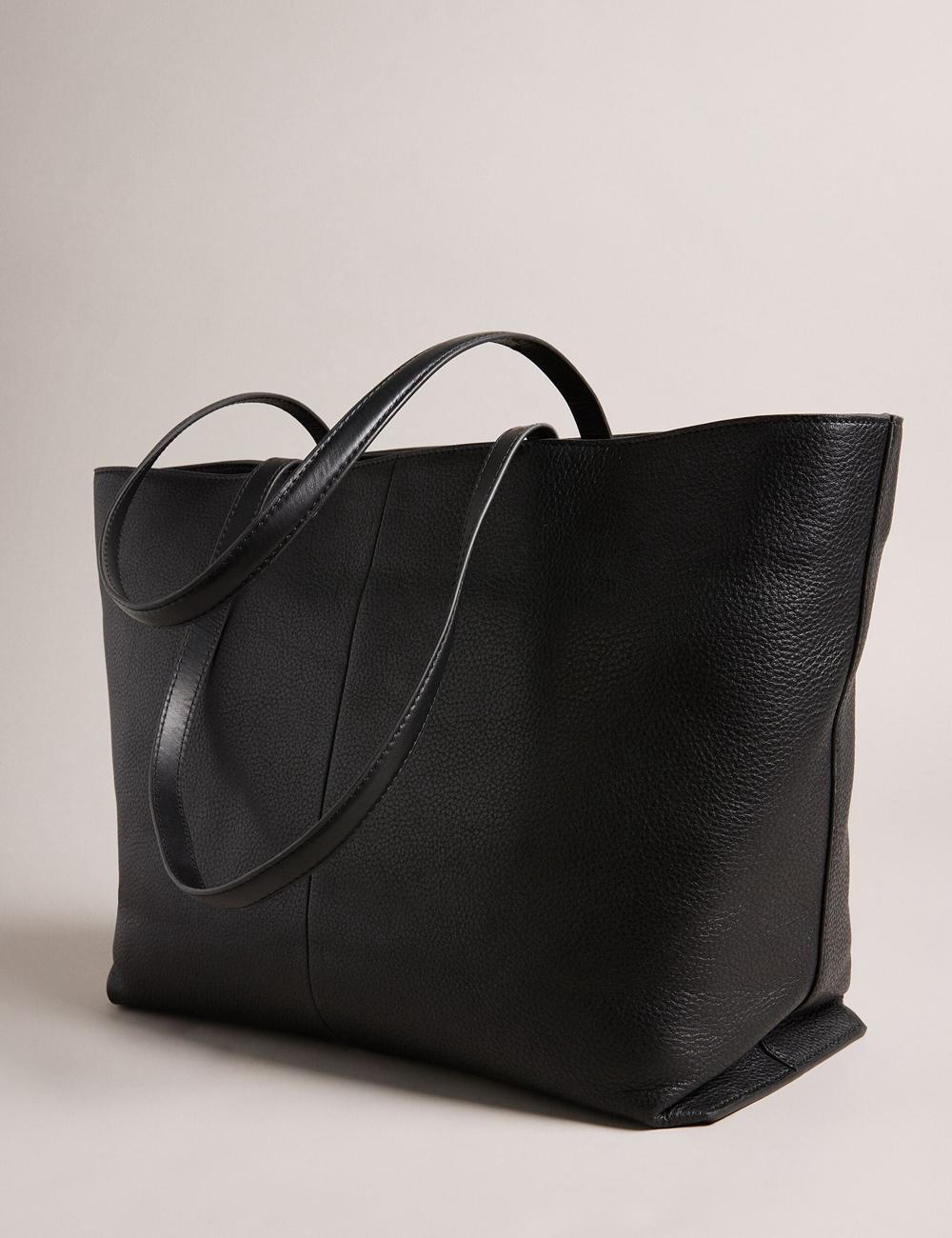Ted Baker NISH - Wide Leather Shopper With Zip Pocket Shopper Tas Dames Zwart | CAQM-96178