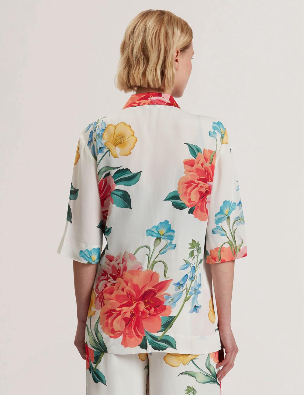 Ted Baker NYMPHA - Floral Short Sleeve Oversized Blazer Dames Wit | HSXD-14726