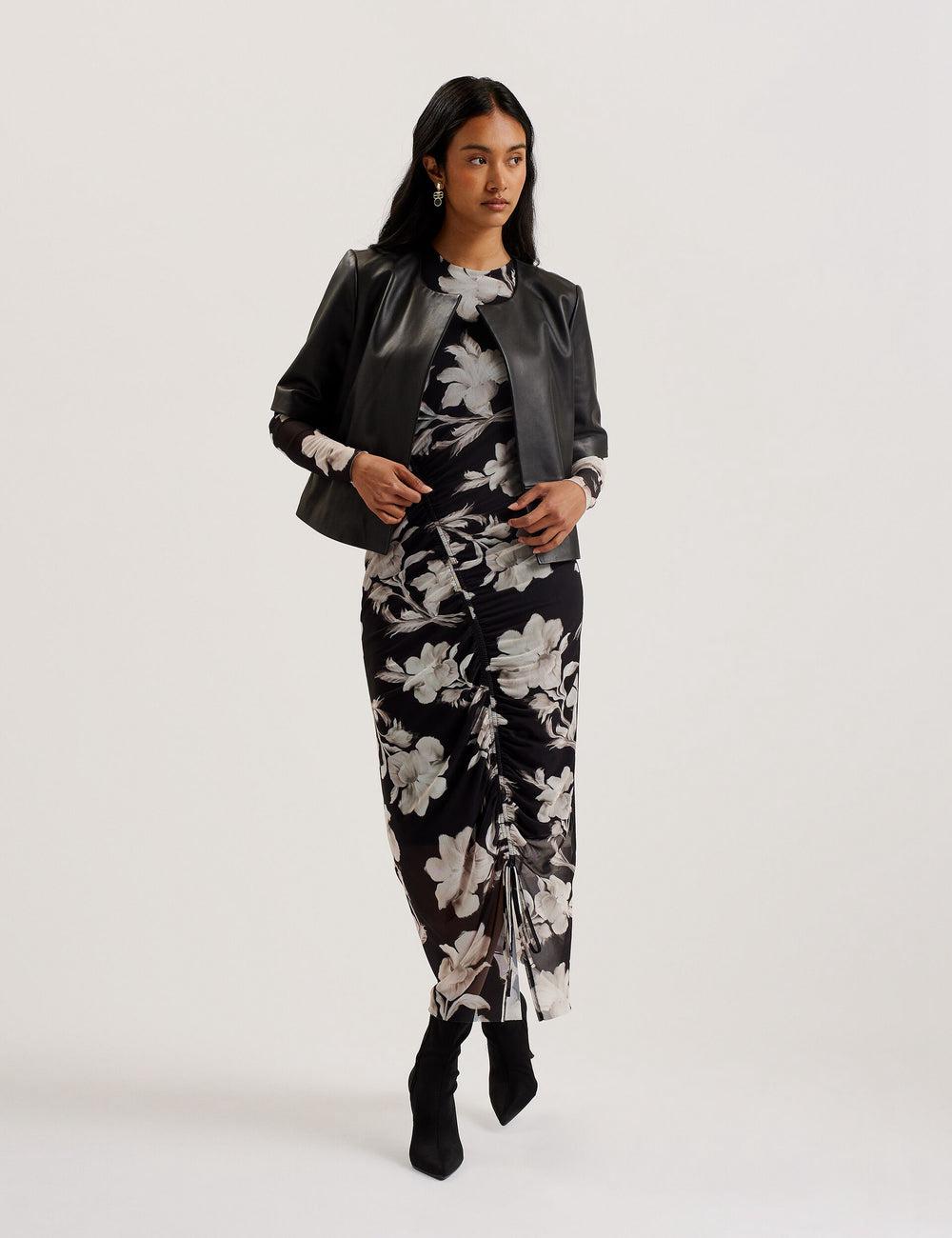 Ted Baker OBINO - Cropped Sleeve Open Leather Jassen Dames Zwart | REGT-20487