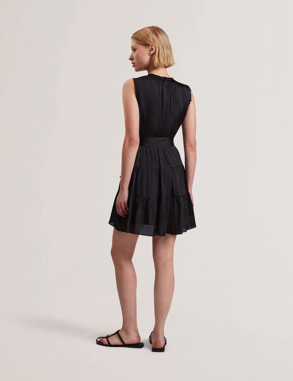 Ted Baker OTIANA - Sleeveless Waistred Mini-jurk Dames Zwart | QYOT-56789