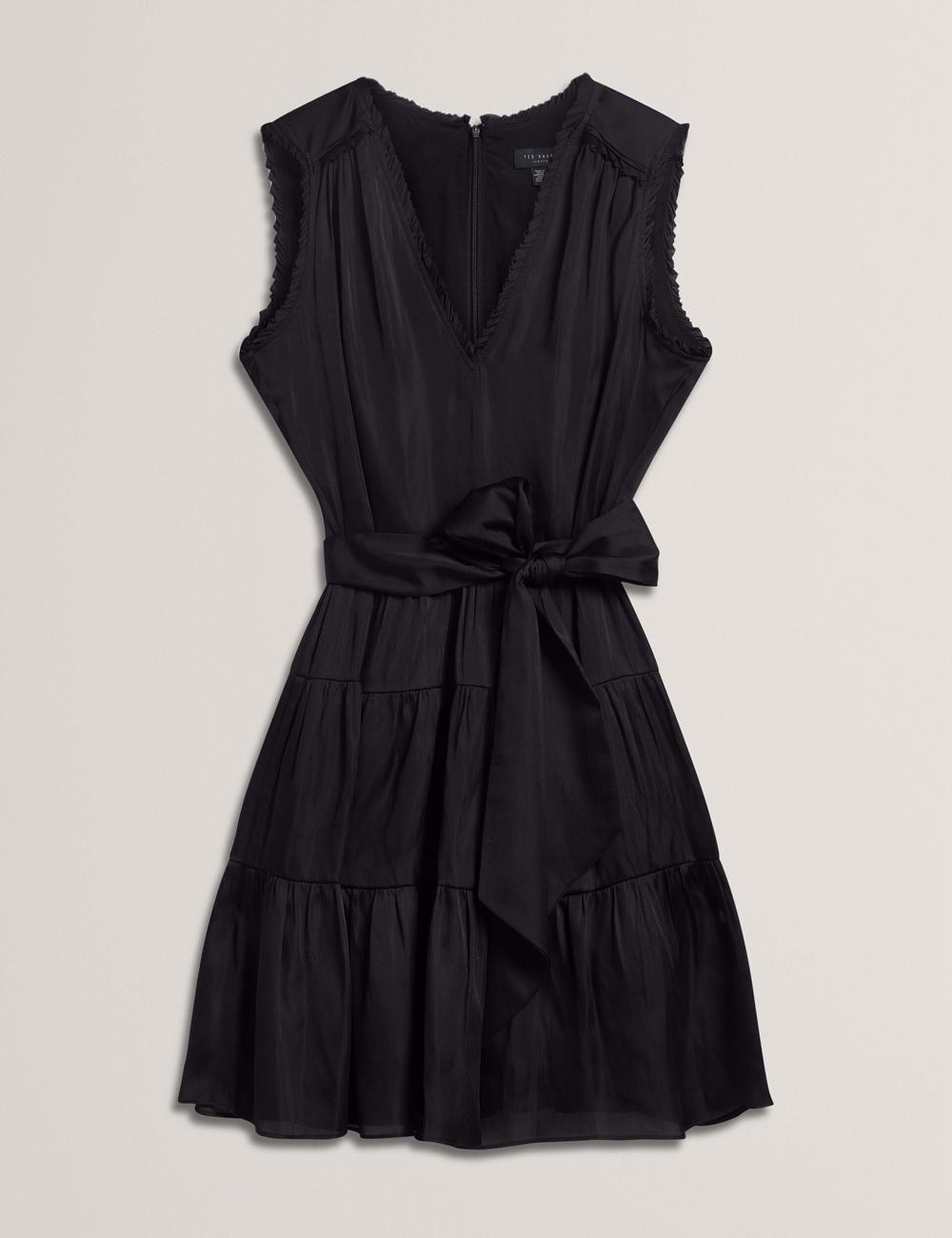 Ted Baker OTIANA - Sleeveless Waistred Mini-jurk Dames Zwart | QYOT-56789