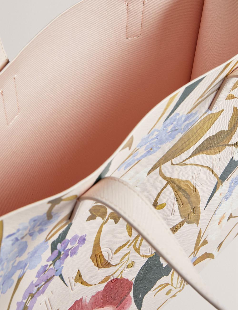 Ted Baker PALAMAA - Floral Print PU Leather Large Tote Tassen Dames Roze | JEXD-10859