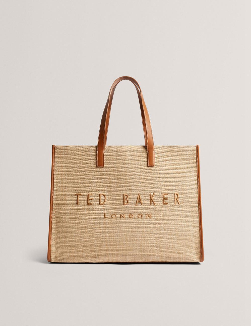 Ted Baker PALLMER - Faux Raffia PU Trim Large Tote Tassen Dames Taupe | EUQV-61528