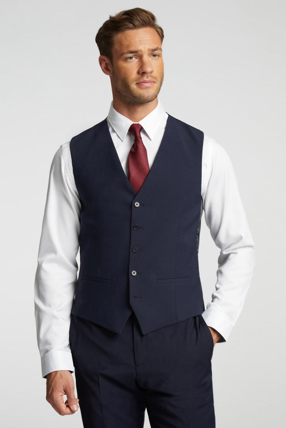 Ted Baker PANAMA - Wool Blend Slim Fit Pak Gilet Heren Donkerblauw | NOUT-46928
