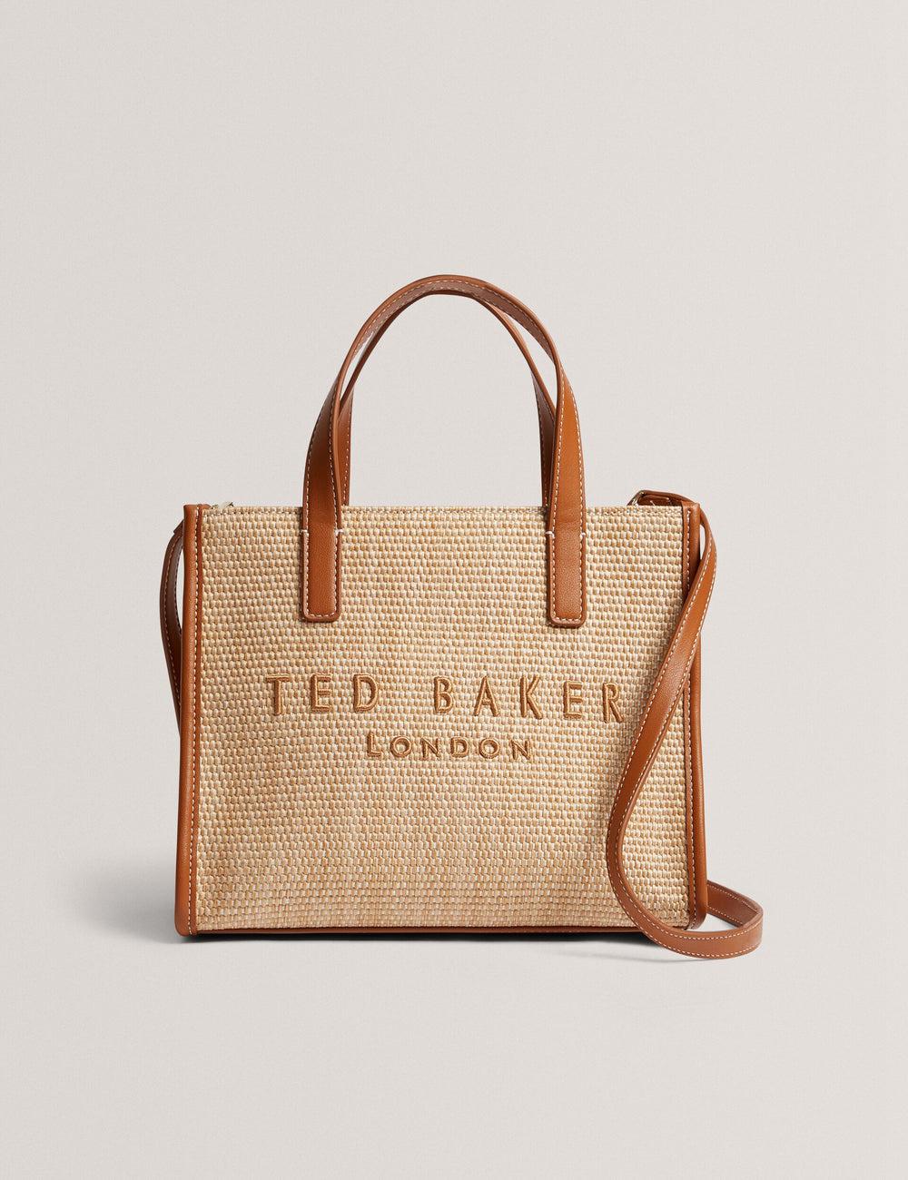 Ted Baker PAOLINA - Faux Raffia PU Trim Small Tote Tassen Dames Camel | JYCW-17923
