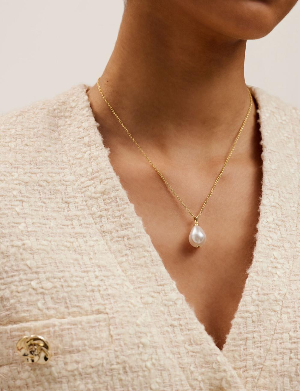 Ted Baker PARMLIA - Pearl Drop Pendant Kettingen Dames Goud | EJXC-23974