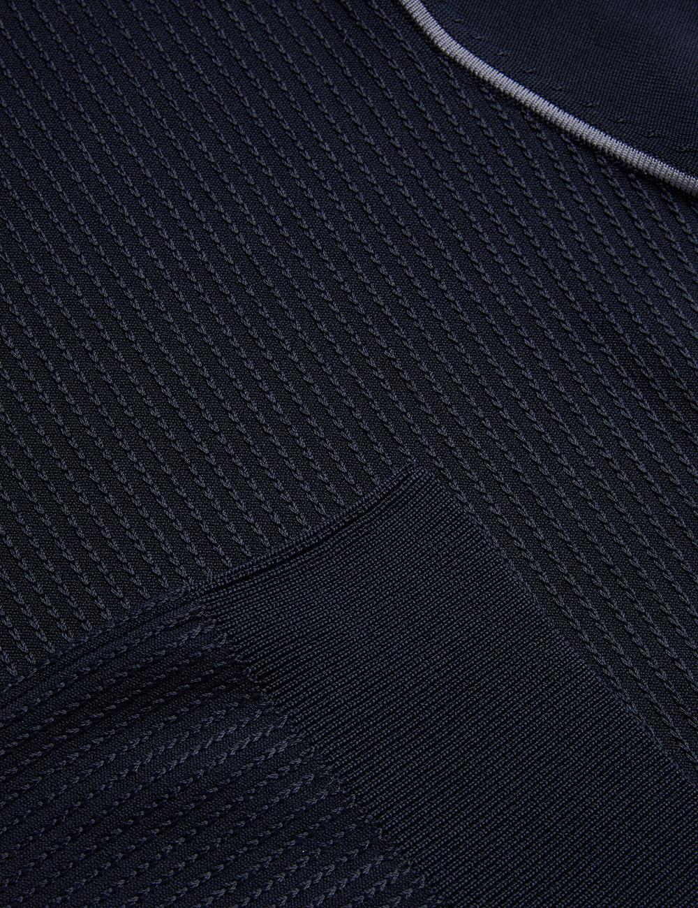 Ted Baker PAXTO - Textured Zip With Striped Collar Poloshirt Heren Donkerblauw | TBOQ-92504