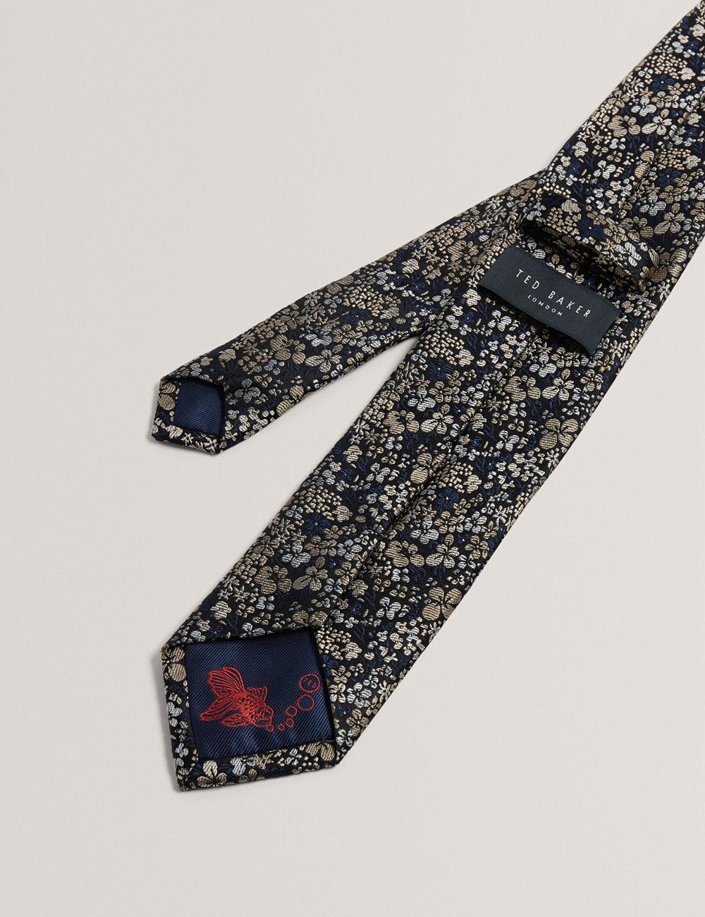 Ted Baker PEATYS - Scattered Floral Print Silk Stropdassen Heren Donkerblauw | AQGW-08371