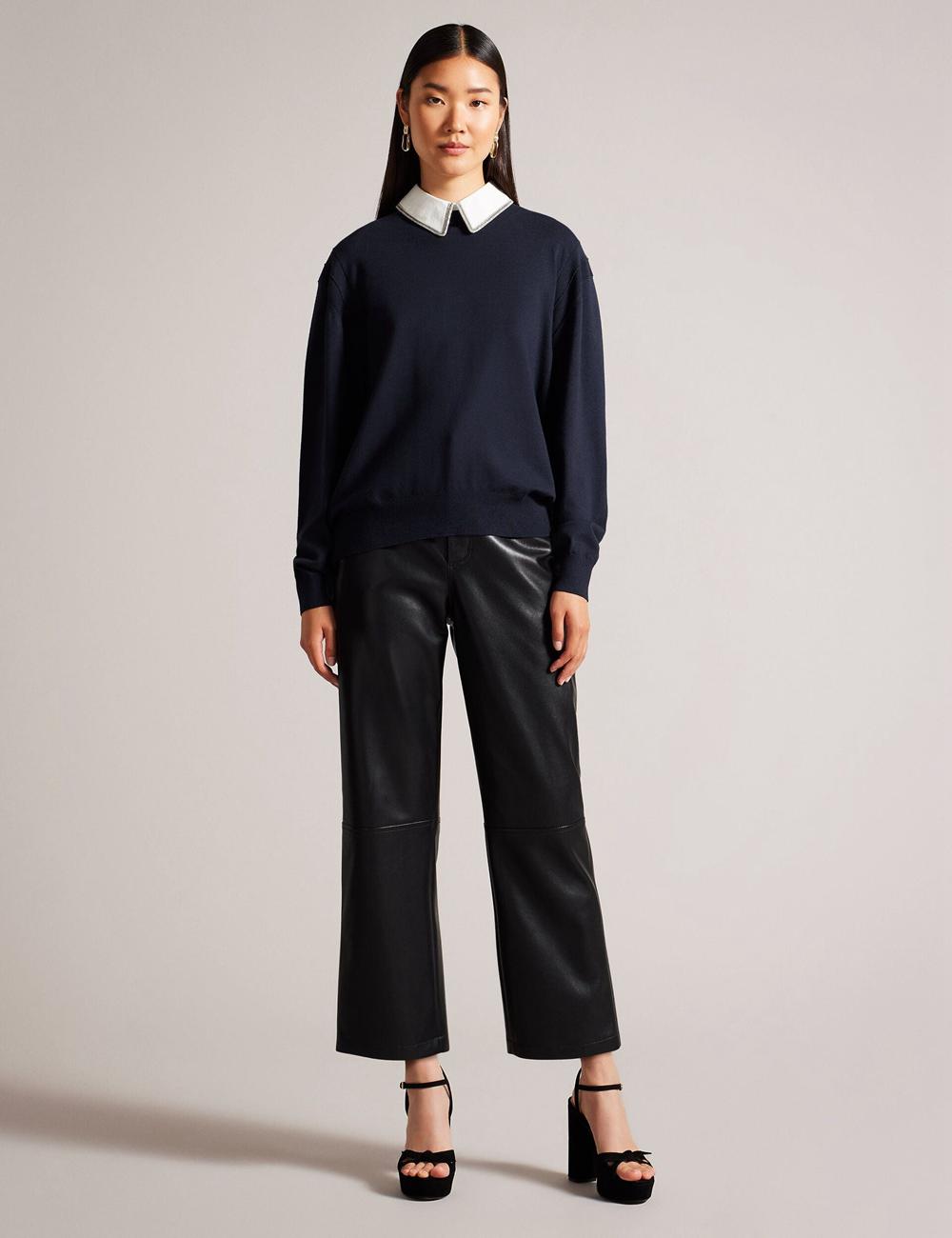 Ted Baker PENNII - Mockable With Embellished Shirt Collar Jumpers Dames Donkerblauw | ISMU-45962