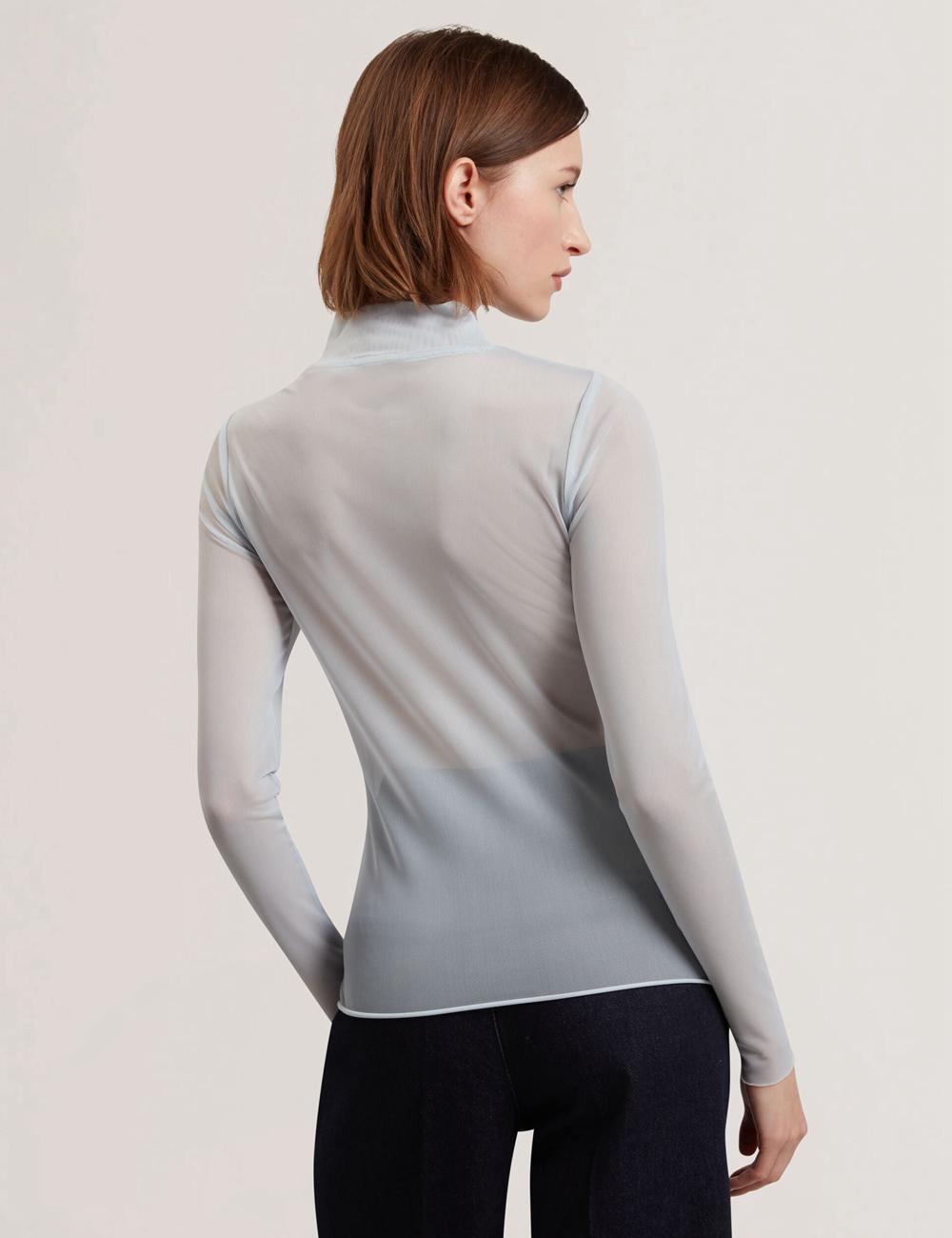 Ted Baker PIPYA - Floral High Neck Long Sleeve Mesh Topjes Dames Blauw | GPMT-82470