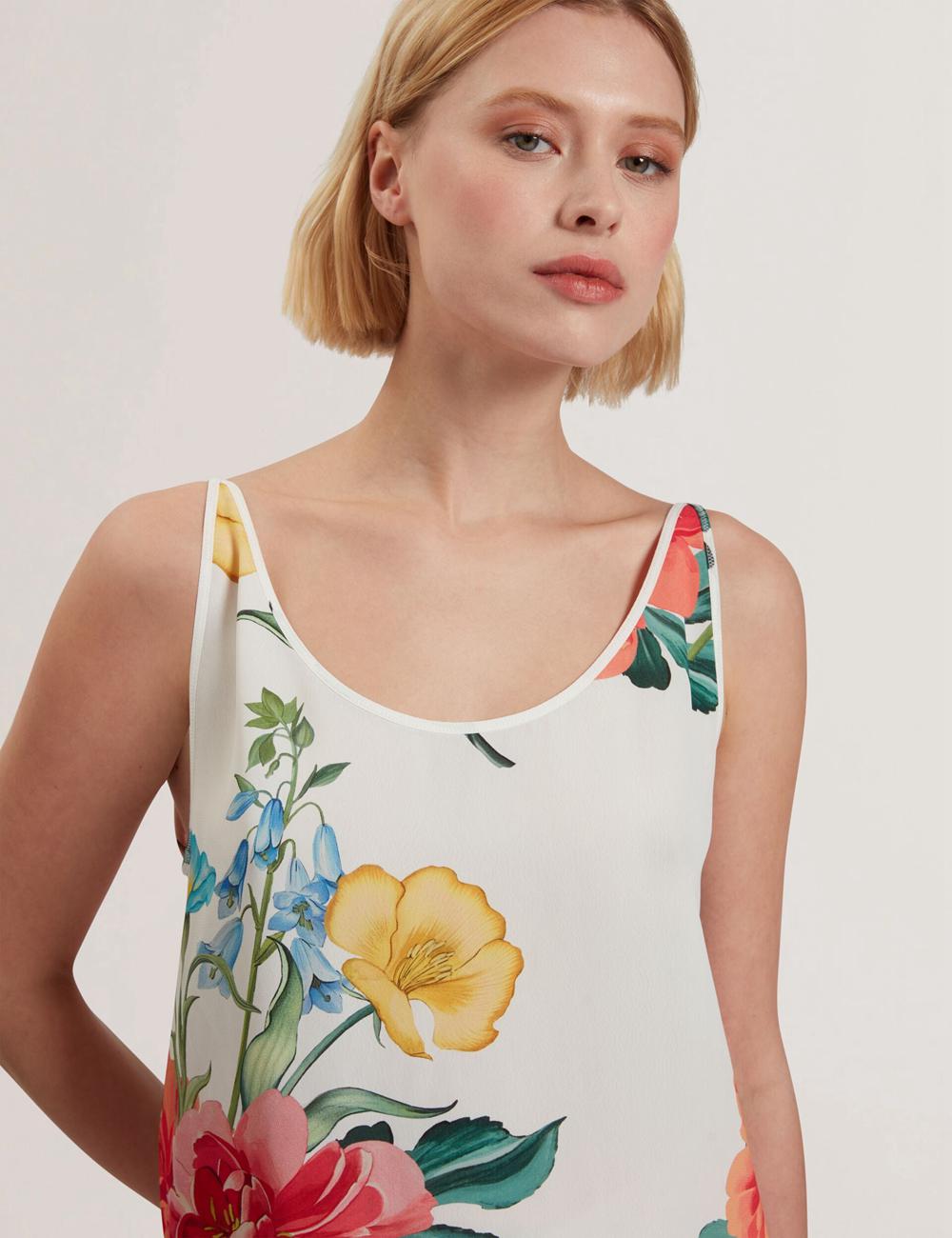Ted Baker PURRLA - Floral Print Scoop Neck Sleeveless Topjes Dames Wit | EZOV-94251