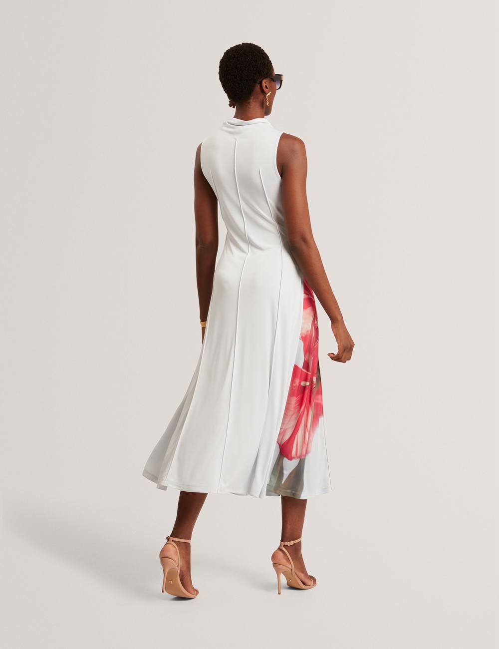 Ted Baker REBEHKA - High Neck Printed Jersey Midi-jurk Dames Blauw | RWEU-26709
