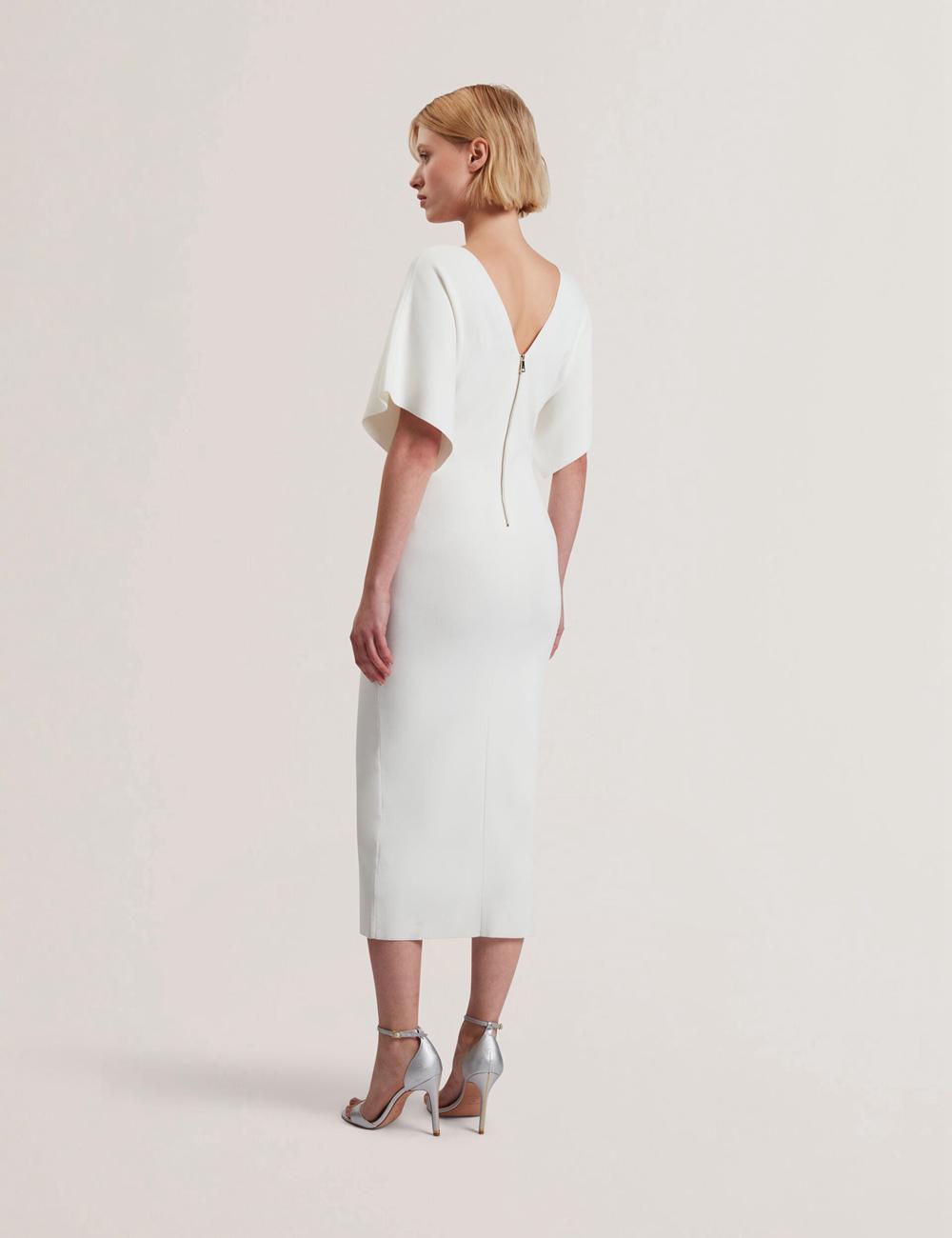 Ted Baker REBEXXA - Wide Sleeve Knitted Bodycon Midi-jurk Dames Ivory | ZNUI-20789