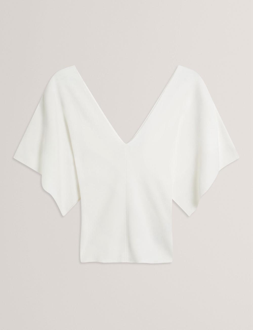 Ted Baker REGINAH - Wide Short Sleeve V-Neck Knitted Topjes Dames Ivory | OXFQ-30572